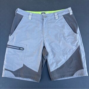 REI Shorts Men 32 Gray Solid Chino Cargo Pockets Stretch Outdoor Nylon Hiking